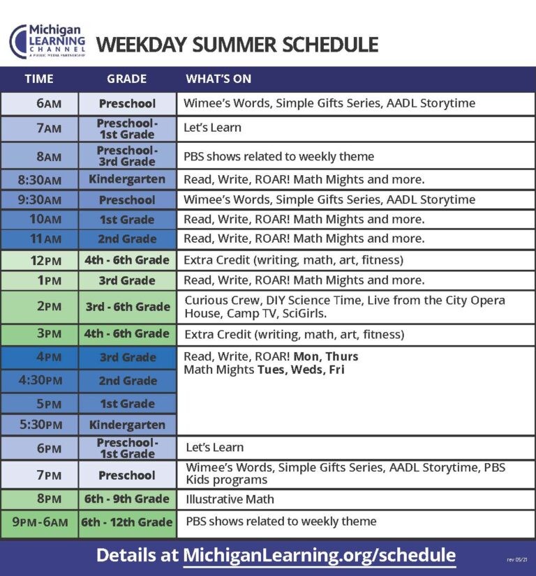 Schedule Michigan Learning Channel