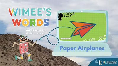 Wimee's Words paper airplane Episode graphic
