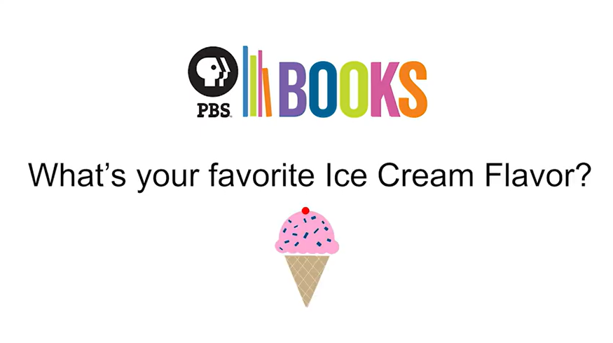 "What's Your favorite Ice Cream Flavor?" In black text on white background. A cartoon ice cream cone is under the question, and the PBS Books logo is above.