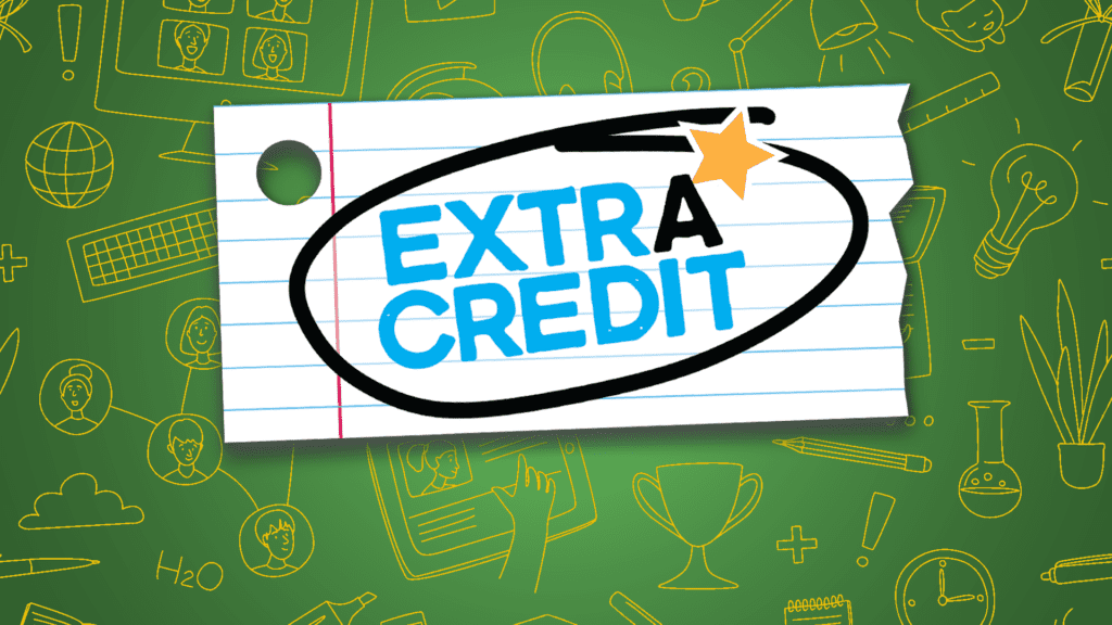 The extra credit logo on a green background