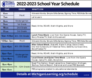 MLC Schedule organized by time block