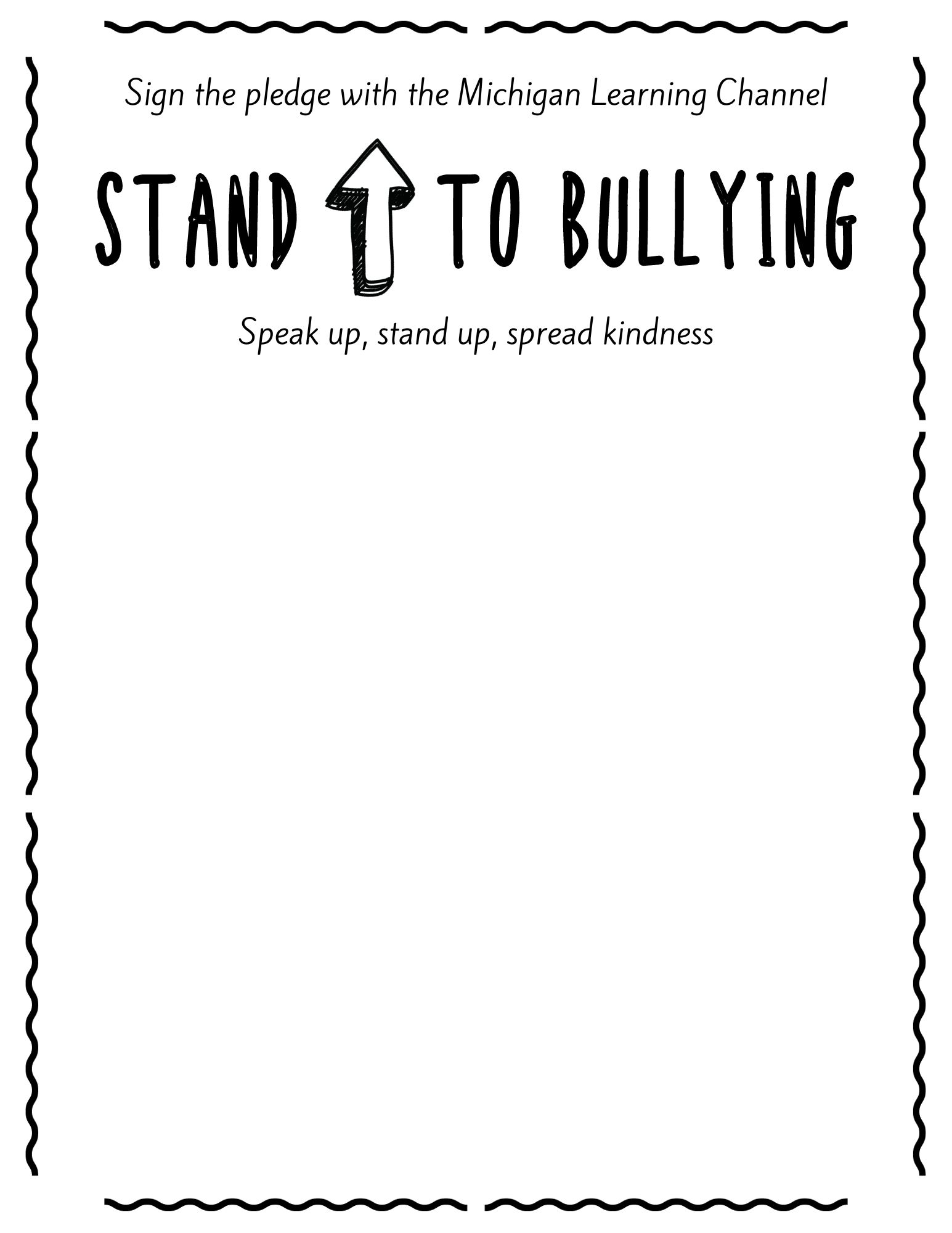 blank Stand up to Bullying pledge with black border